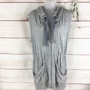 Athleta Gray Slouchy Sleeveless Hooded Jacket